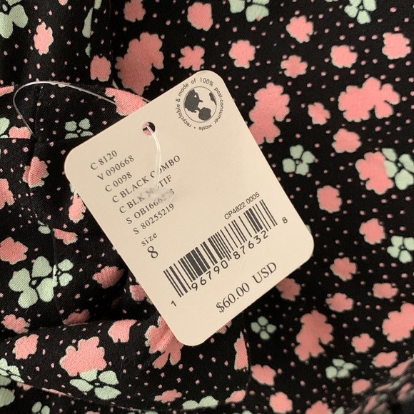 FREE PEOPLE Floral Midi Skirt Black Mint Green Soft Pink - Picture 15 of 15